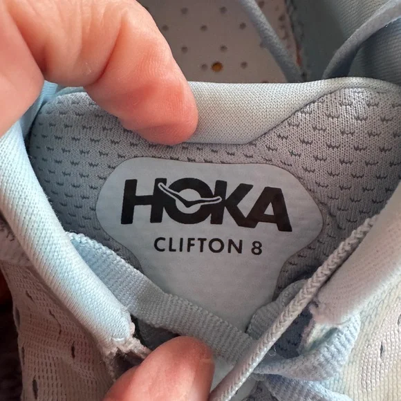 Hoka One One Sky Blue and Tangerine Athletic Shoes - Picture 8 of 9